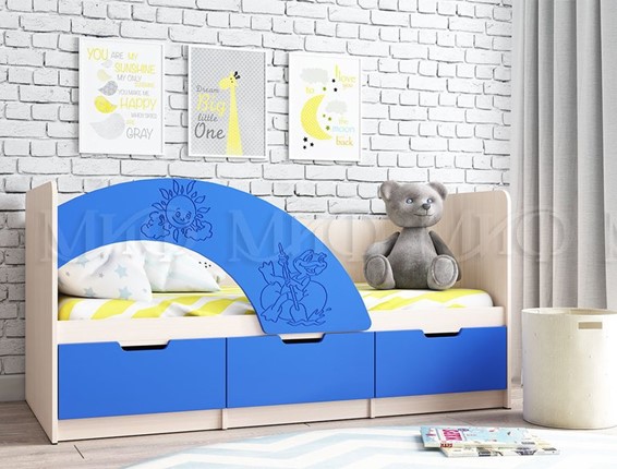 Детская кровать Юниор-3, синий матовый в Ульяновске - изображение