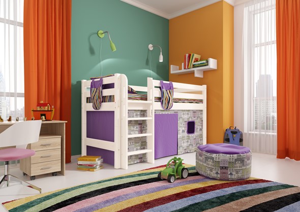 Кровать-чердак детская Соня, Вариант 11 Белый в Ульяновске - изображение