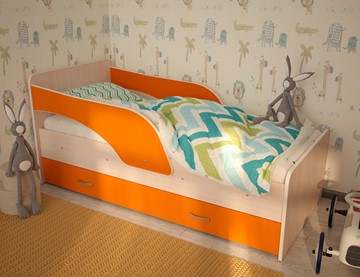 Детская кровать Максимка, корпус Млечный дуб, фасад Оранжевый в Ульяновске - предосмотр