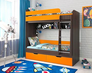 Детская двухэтажная кровать Юниор-5, каркас Бодего, фасад Оранжевый в Ульяновске