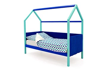 Кровать-домик в детскую Svogen, мятный-синий мягкая в Ульяновске