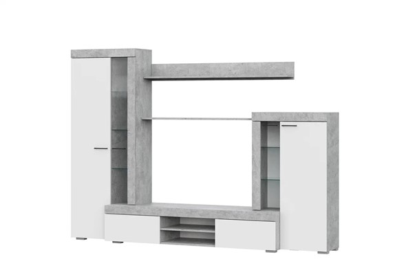 Набор мебели в гостиную МГС-5, цемент светлый/белый в Ульяновске - изображение