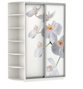 Шкаф 2-х створчатый Хит, 1500x600x2200, фотопечать, со стеллажом, белая орхидея, белый снег в Ульяновске