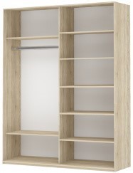 Шкаф 2-х дверный Прайм (Зеркало/Белое стекло) 1400x570x2300, дуб сонома в Ульяновске - предосмотр 1