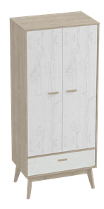 Шкаф для одежды Калгари, Дуб натуральный светлый/Белый матовый в Ульяновске