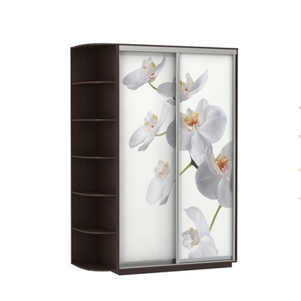 Шкаф Экспресс 1500x600x2200, со стеллажом, Орхидея белая/венге в Ульяновске - изображение