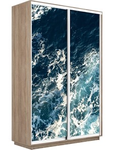 Шкаф 2-створчатый Экспресс 1400x600x2400, Морские волны/дуб сонома в Ульяновске