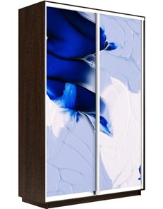 Шкаф 2-дверный Экспресс 1600x450x2200, Абстракция бело-голубая/венге в Ульяновске