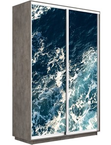 Шкаф 2-х створчатый Экспресс 1600x600x2200, Морские волны/бетон в Ульяновске