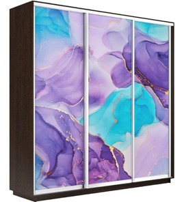 Шкаф 3-створчатый Экспресс 2100х450х2400, Абстракция фиолетовая/венге в Ульяновске