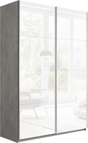 Шкаф Прайм (Белое стекло/Белое стекло) 1200x570x2300, бетон в Ульяновске