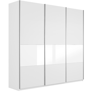 Шкаф Широкий Прайм (ДСП / Белое стекло) 2400x570x2300, Белый снег в Ульяновске
