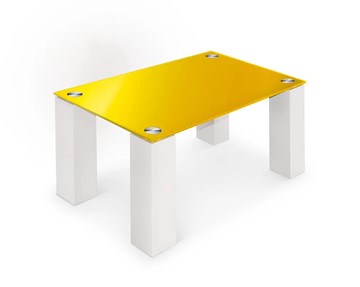 Стеклянный столик в зал Колизей-8, белый/желтое стекло в Ульяновске