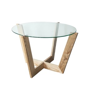 Круглый стол Оникс-10, Натуральный массив/Прозрачное стекло в Ульяновске - предосмотр