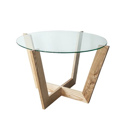 Круглый стол Оникс-10, Натуральный массив/Прозрачное стекло в Ульяновске - изображение