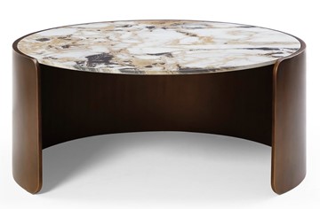 Журнальный круглый стол CT3095CL (D90) белая керамика /бронзовый в Ульяновске - предосмотр