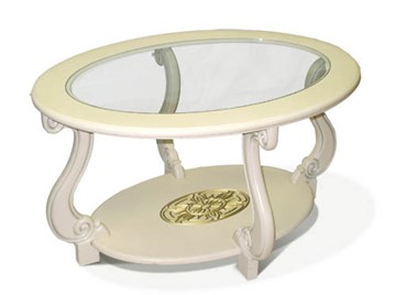 Стеклянный столик Мебелик Овация-С, слоновая кость в Ульяновске