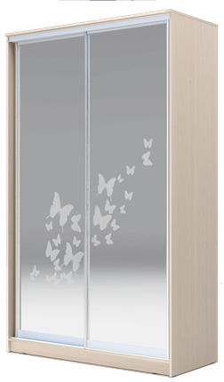 Шкаф 2400х1682х420 два зеркала, "Бабочки" ХИТ 24-4-17-66-05 Ясень Дуб Млечный в Ульяновске - изображение
