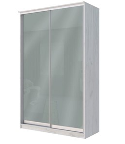 Шкаф 2-х створчатый Хит-22-12-22 с цветным стеклом, средне-серый 074, Дуб крафт белый в Ульяновске