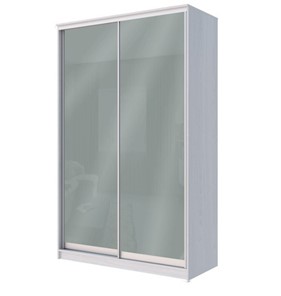 Шкаф 2-х дверный Хит-22-14-22 с цветным стеклом, средне-серый 074, Ясень анкор светлый в Ульяновске