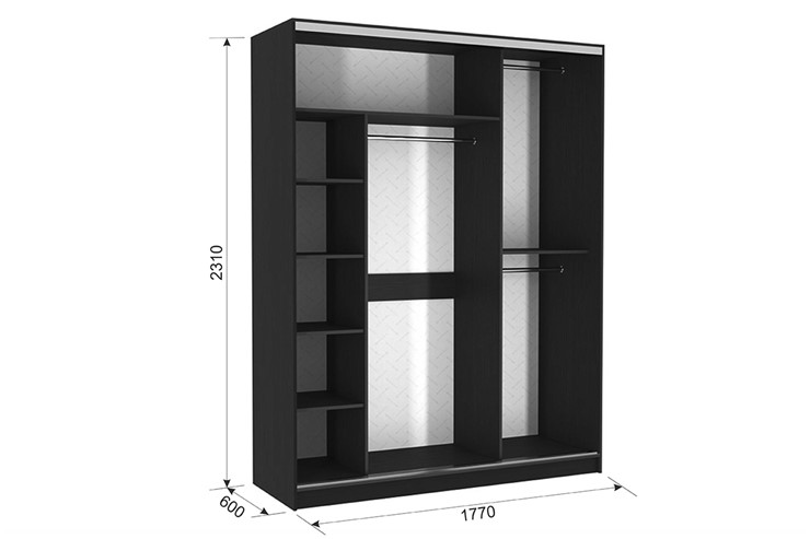 Шкаф 3-х дверный Бассо 2-600, венге/белый в Ульяновске - изображение 2