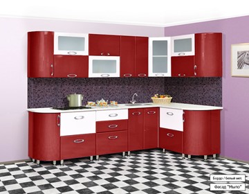 Модульная кухня Мыло 128 2700х1500, цвет Бордо/Белый металлик в Ульяновске