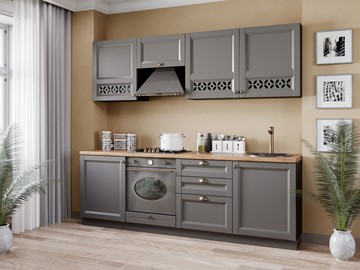 Модульный кухонный гарнитур Амели-3 2400, Чёрный/Оникс серый в Ульяновске