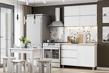 Готовый кухонный гарнитур Токио 1200, белый текстурный/белый текстурный/тростник в Ульяновске
