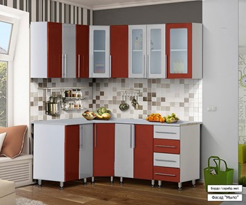Модульная кухня Мыло 224 1800х1400, цвет Бордо/Серебристый металлик в Ульяновске