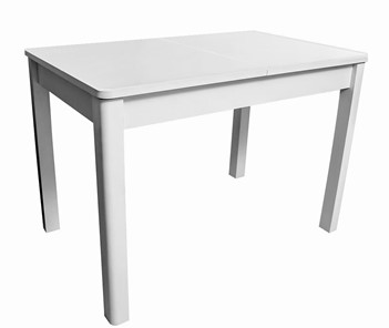 Кухонный стол раскладной Айсберг-07 СТ1, белое ЛДСП/стекло белое/прямые массив белый в Ульяновске - предосмотр