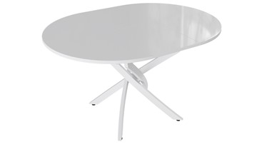 Кухонный раскладной стол Diamond тип 3 (Белый муар/Белый глянец) в Ульяновске - предосмотр 1