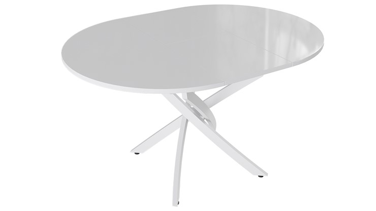 Кухонный раскладной стол Diamond тип 3 (Белый муар/Белый глянец) в Ульяновске - изображение 1