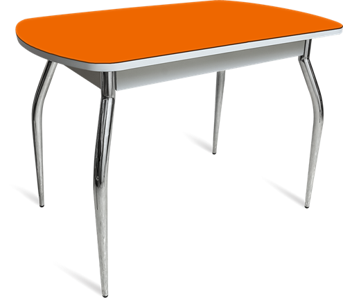Стол обеденный ПГ-04 СТ белое/оранжевое/хром фигурные в Ульяновске - изображение
