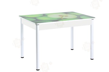 Кухонный раскладной стол Айсберг-02 СТФ, белое лдсп/зеленые яблоки/ноги крашеные в Ульяновске