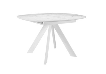 Кухонный стол раскладной DikLine BK100 Керамика Белый мрамор/подстолье белое/опоры белые в Ульяновске