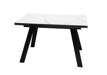 Кухонный раскладной стол DikLine DKL140 Керамика Белый мрамор/опоры черные (2 уп.) в Ульяновске