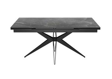 Кухонный стол раскладной DikLine KW160 мрамор С45 (керамика черная)/опоры черные в Ульяновске