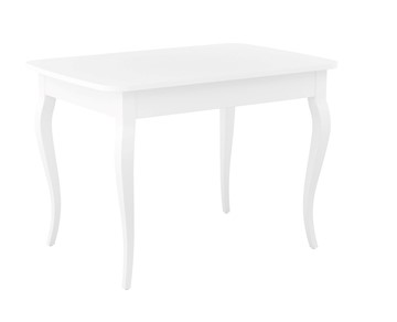 Обеденный раздвижной стол Dikline M110 Белый/стекло белое сатин/ножки MC белые в Ульяновске