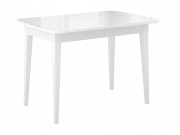 Кухонный стол раскладной Dikline M110 Белый/стекло белое глянец/ножки MM белые в Ульяновске - предосмотр