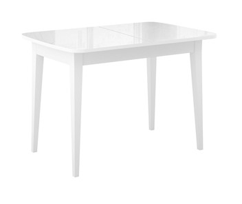 Обеденный раздвижной стол Dikline M120 Белый/стекло белое глянец/ножки MM белые в Ульяновске
