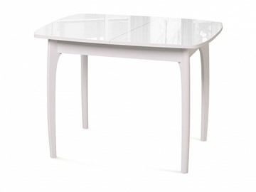 Кухонный стол раздвижной Dikline M40 стекло белое/ножки белые в Ульяновске