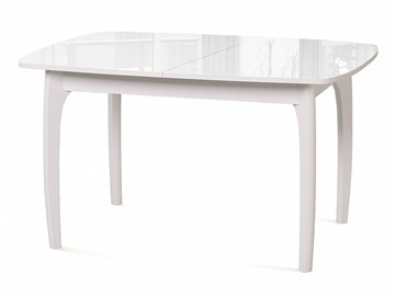 Кухонный стол раскладной Dikline M20 стекло белое/ножки белые в Ульяновске