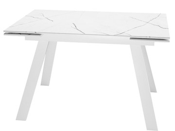 Раздвижной стол DikLine SKM140 Керамика Белый мрамор/подстолье белое/опоры белые (2 уп.) в Ульяновске