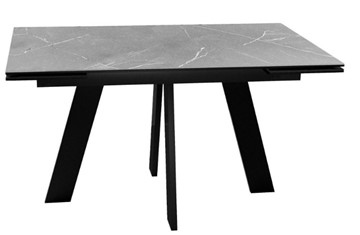 Кухонный раздвижной стол DikLine SKM140 Керамика серый мрамор/подстолье черное/опоры черные (2 уп.) в Ульяновске - предосмотр