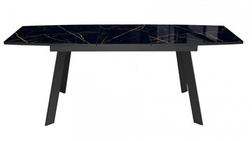 Обеденный раздвижной стол Dikline XLS160 мрамор черный глянец/ножки черные в Ульяновске - предосмотр 1