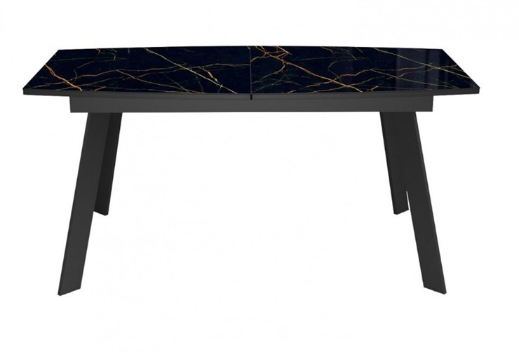 Обеденный раздвижной стол Dikline XLS160 мрамор черный глянец/ножки черные в Ульяновске - изображение 2