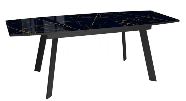 Обеденный раздвижной стол Dikline XLS160 мрамор черный глянец/ножки черные в Ульяновске - изображение 3