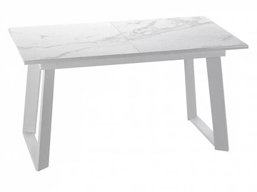 Обеденный раздвижной стол Dikline ZLS140 Мрамор белый глянец/ножки белые в Ульяновске