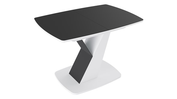 Кухонный стол раздвижной Гарда тип 1, цвет Белый/Стекло матовое черный графит в Ульяновске - изображение