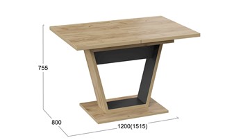 Кухонный стол раскладной Гавана тип 1 (Дуб крафт золотой/Черный) в Ульяновске - предосмотр 5